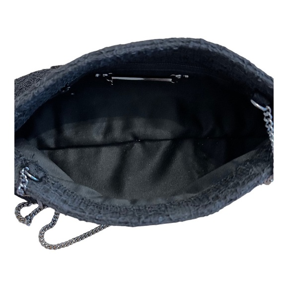 WHBM Womens Lace and Jewel Evening Bag Clutch Chain Strap Black Holiday - Picture 4 of 6